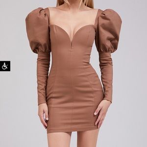 Caramel Puff Sleeve Dress 🤍